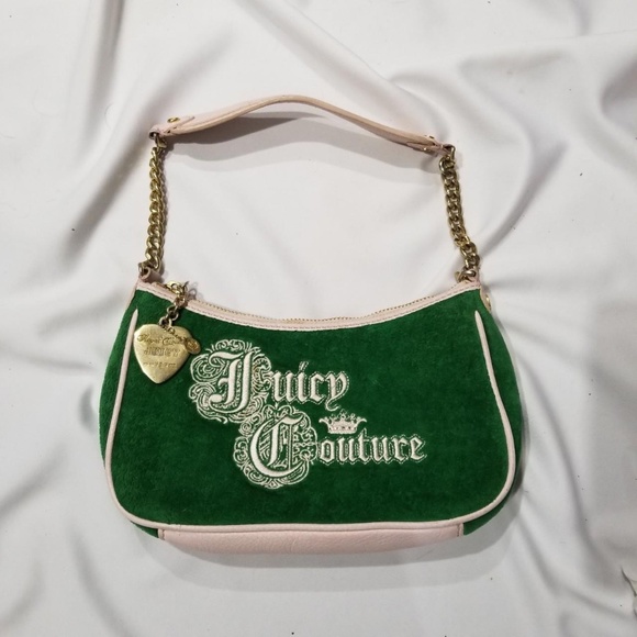 Rare vintage Juicy Couture Green Pink Shoulder Bag Baguette